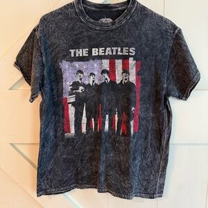 The Beatles Black Vintage Distressed Short Sleeve Tee Graphic Size Medium